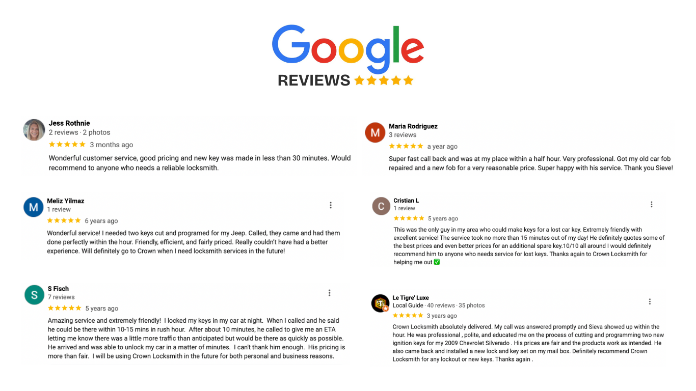 Crown Locksmith Google Reviews Crown Locksmith Google Reviews - Car Locksmith in Atlanta - Car Key Replacement